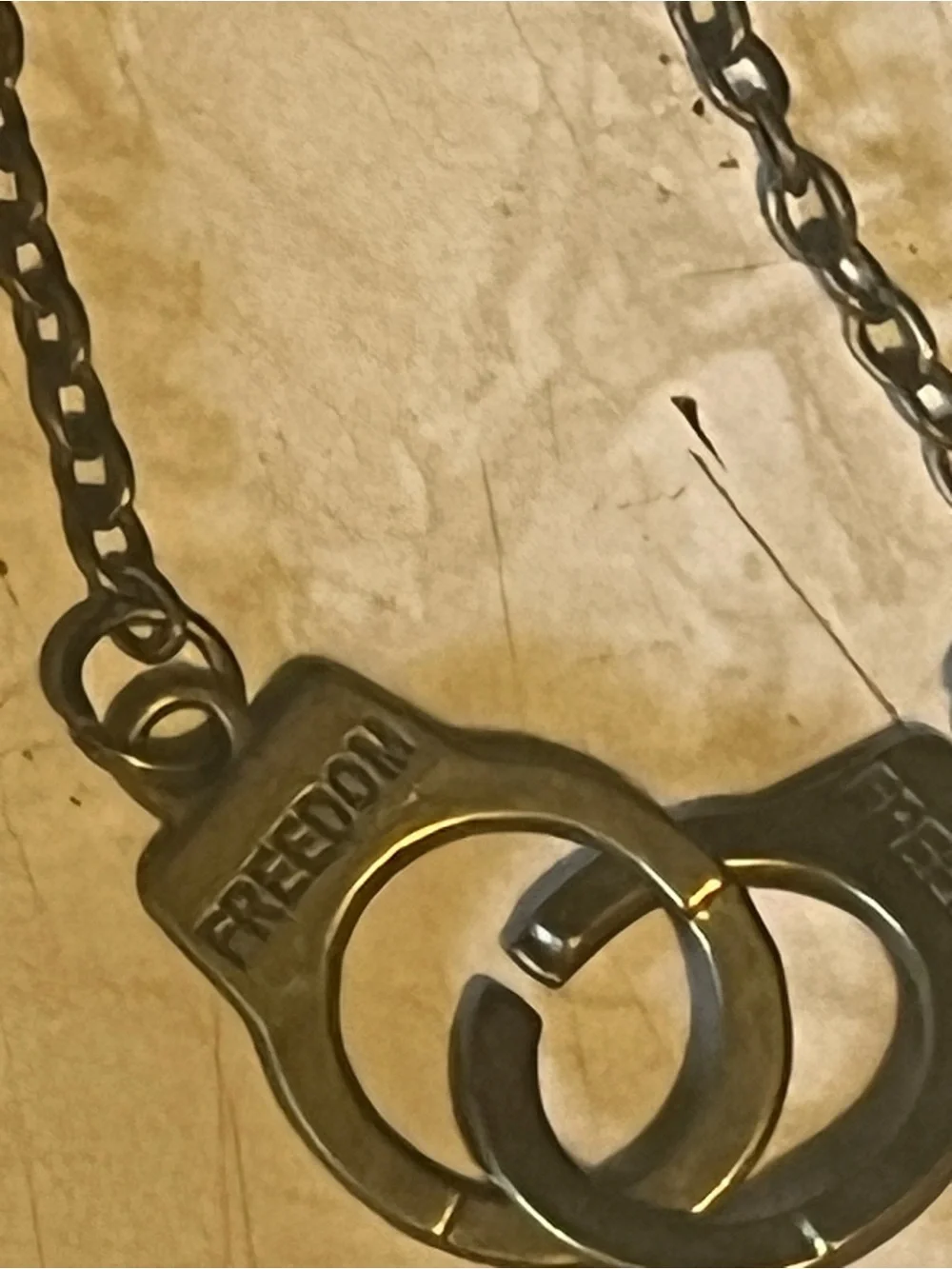 Handcuff Charm Chain Bracelet in Antique Silver B287